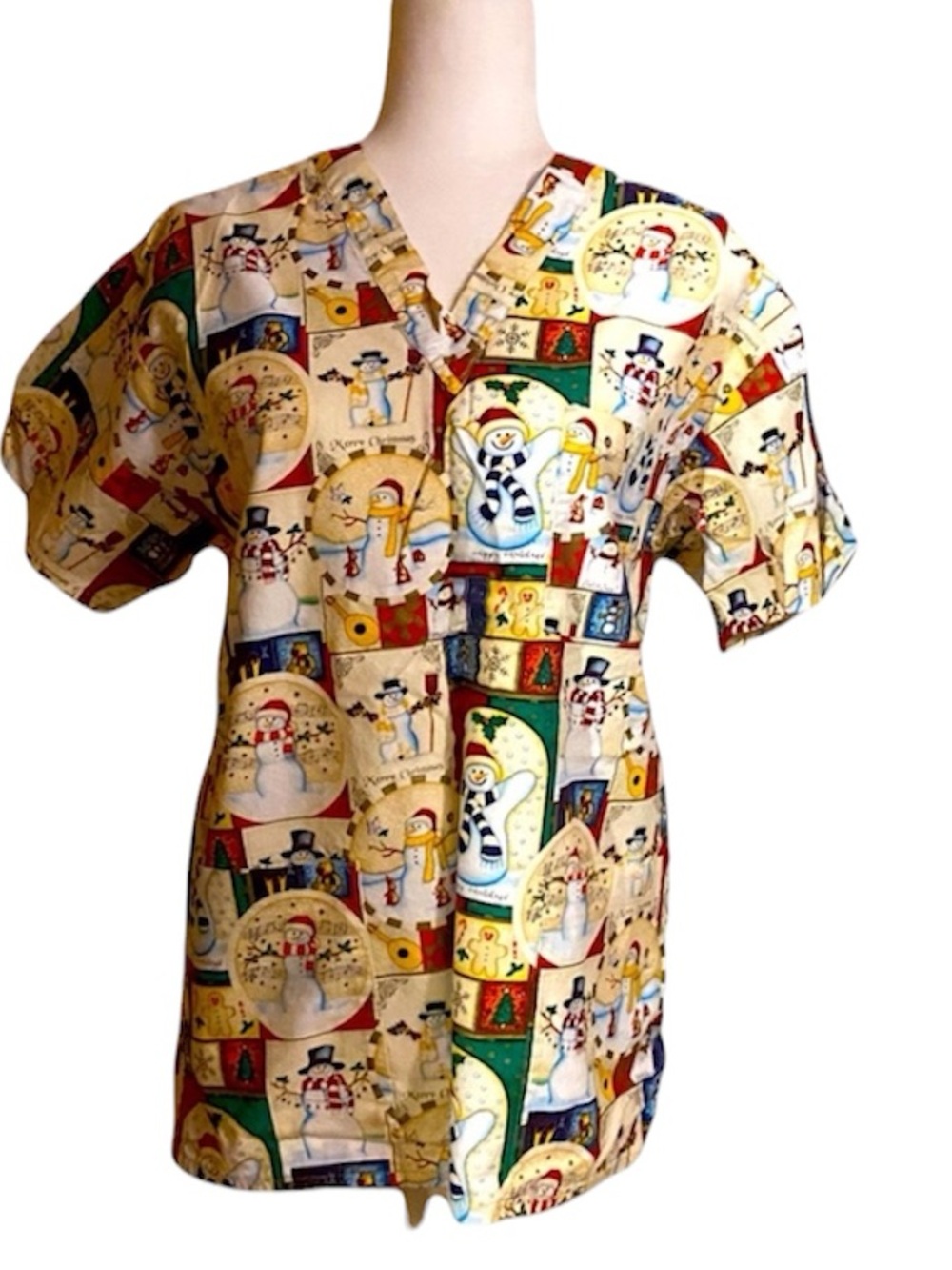 Snowman Holiday Scrub Top